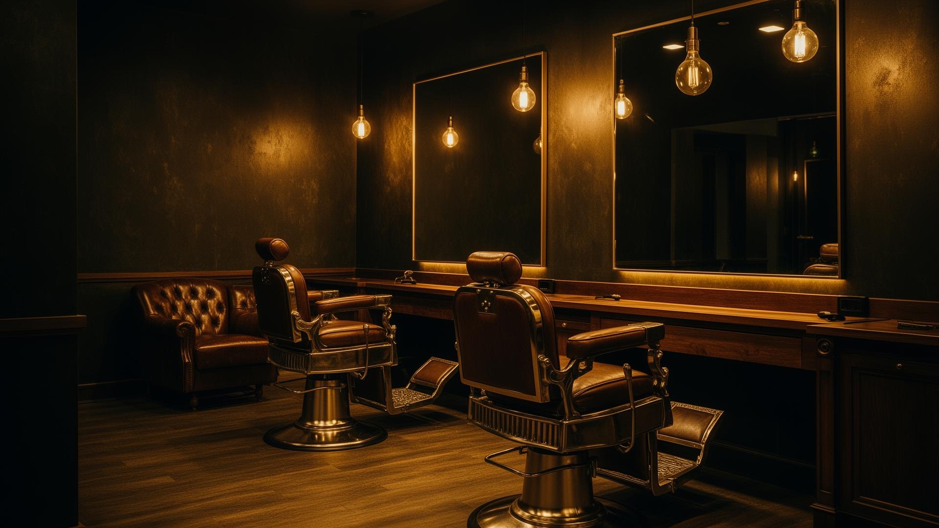 OTR Barbers shop interior with vintage chairs and warm lighting